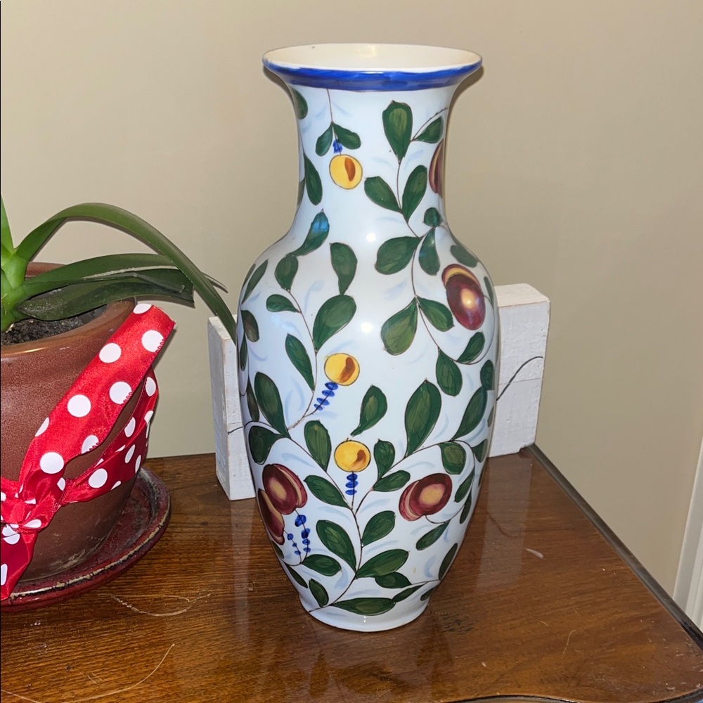 Tall White Colorful Vase